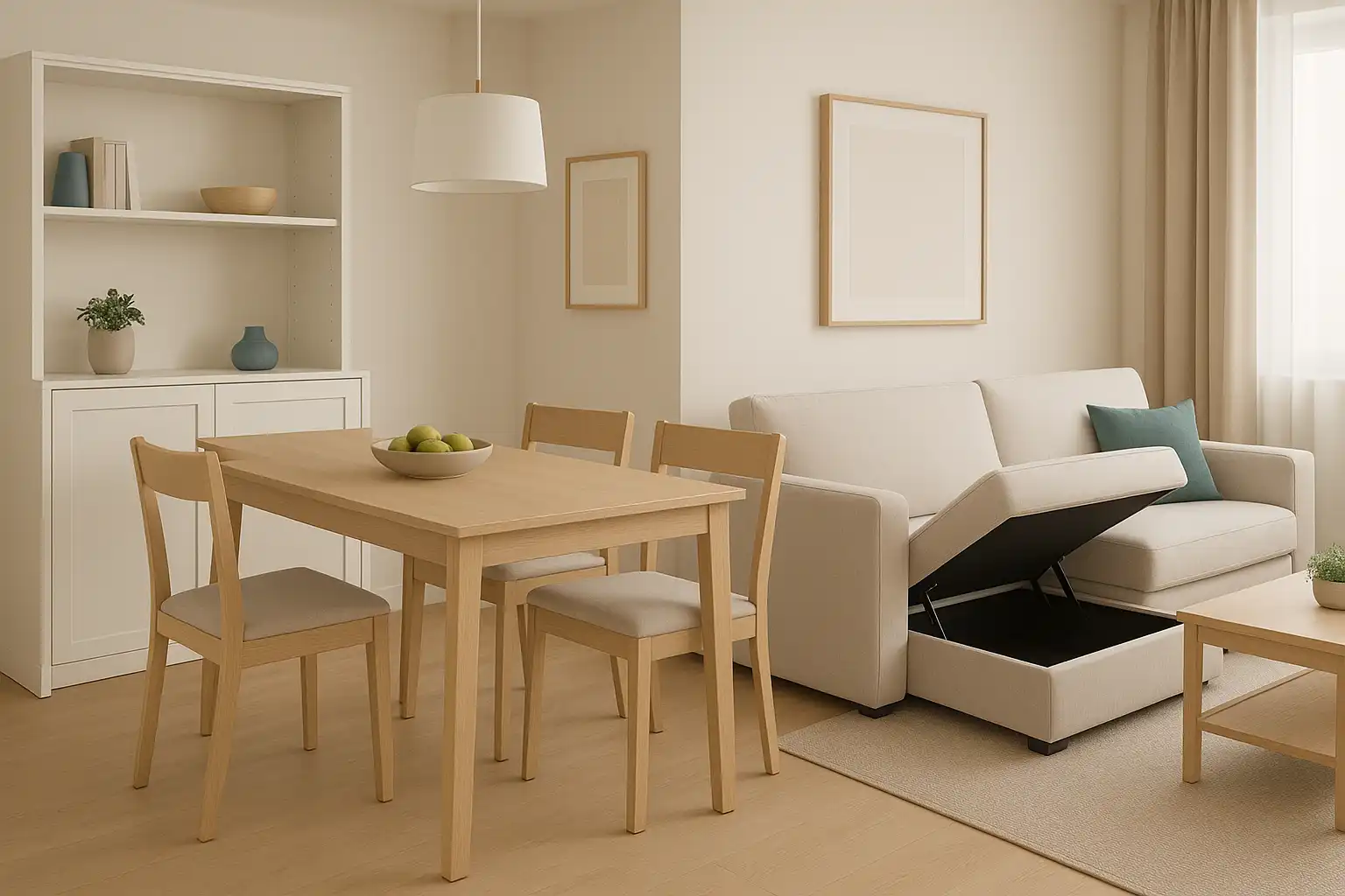 salon comedor Madrid muebles multifuncionales espacios pequeños