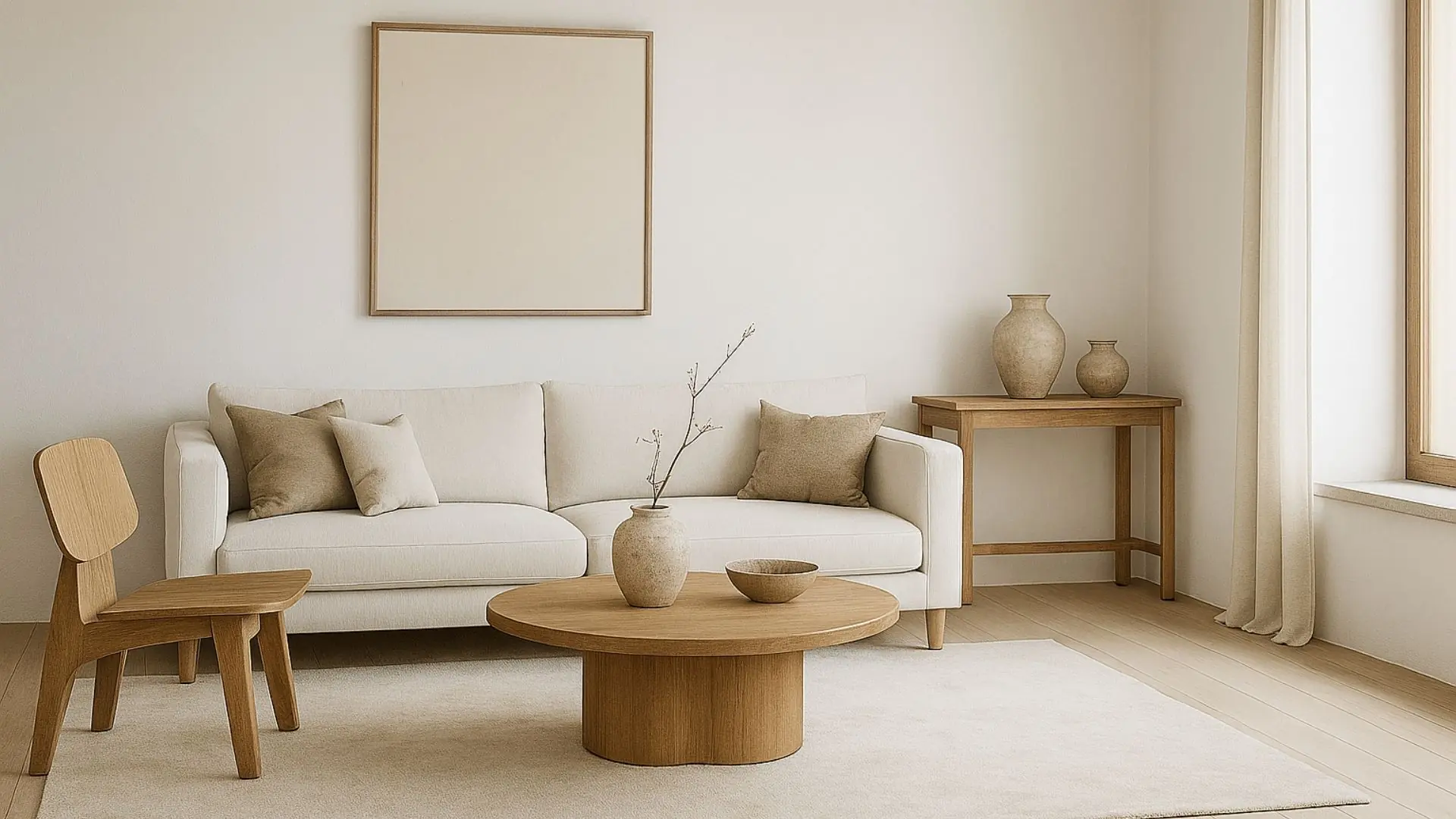 salon-estilo-japandi-blanco-y-madera