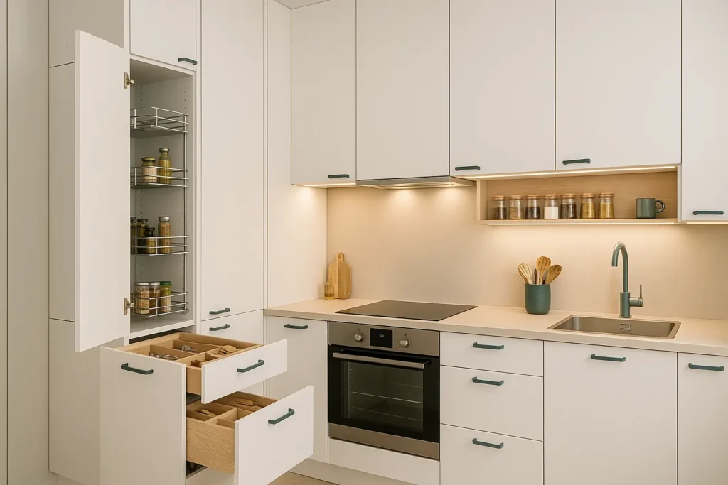 Soluciones de almacenaje inteligente para cocinas pequeñas con muebles funcionales