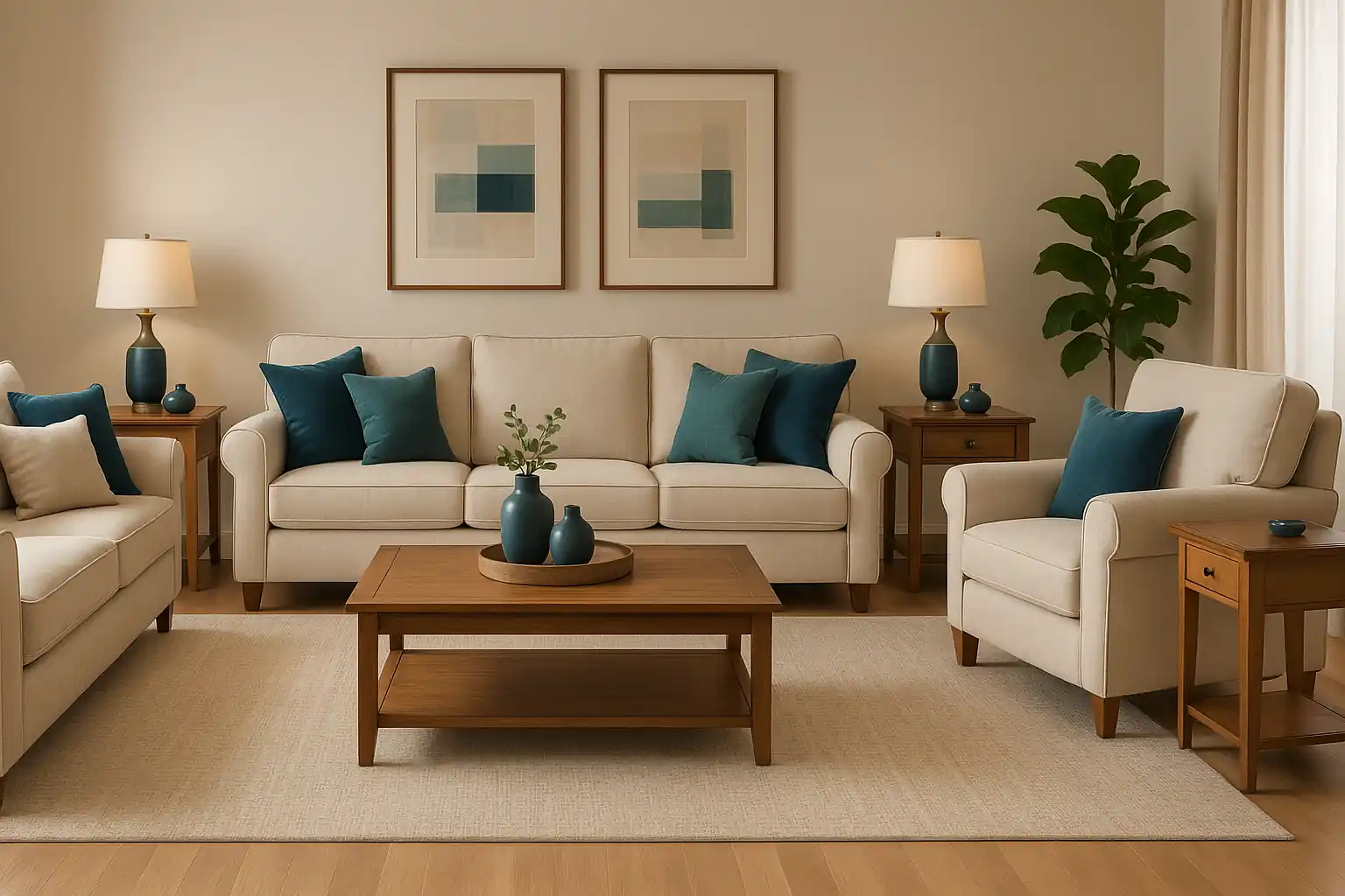 Salón completo con sofás de descanso en Majadahonda